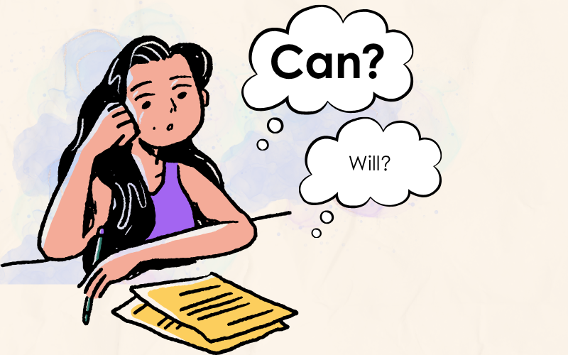 Learning the difference between can versus will  